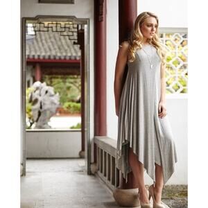 Kaktus grey MULTI LAYER JERSEY HANDKERCHIEF HEM dress size XL